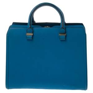 Pre Owned Victoria Beckham Blue Leather Victoria Tote 