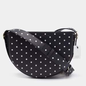 Victoria Beckham Black Polka Dots PVC Baby Half Moon Shoulder Bag