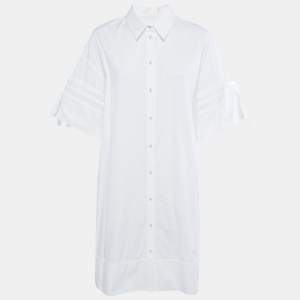 Victoria Victoria Beckham White Cotton Poplin Shirt Dress M  