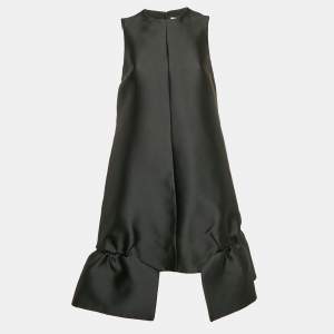 مملوكة مسبقًا Victoria Victoria Beckham Black Satin Flounce Shift Dress M