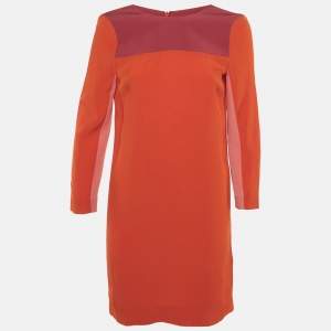 Pre Owned Victoria Victoria Beckham Orange Colorblock Crepe Shift Dress S