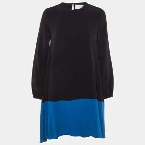 Pre Owned Victoria Victoria Beckham Black /Blue Crepe Mini Dress M