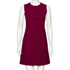 Pre Owned Victoria Victoria Beckham Purple Wool Short Sheath Dress S 