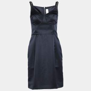 Pre Owned Victoria Victoria Beckham Midnight Blue Satin Bustier Dress S