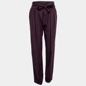 Pre Owned Victoria Victoria Beckham Purple Crepe Paperbag Trousers M