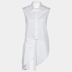 Pre Owned Victoria Victoria Beckham White Cotton Asymmetrical Hem Shirt S