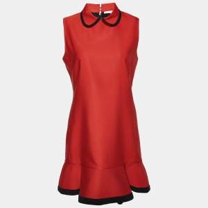 Victoria Victoria Beckham Brick Red Cotton Blend Flounce Hem Mini Dress M