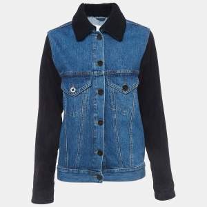 Pre Owned Victoria Victoria Beckham Blue Denim & Suede Jacket S