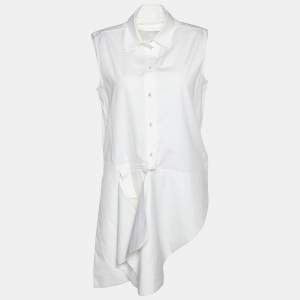 Pre Owned Victoria Victoria Beckham White Cotton Asymmetrical Hem Shirt S 