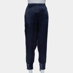 Vince Navy Blue Silk Satin Joggers L