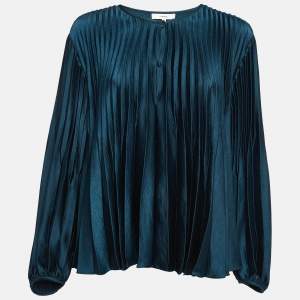 Vince Green Satin Plisse Blouse M