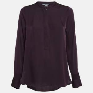 Vince Purple Satin Zip-Up Blouse S