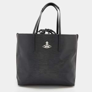 Vivienne Westwood Black Leather Shopper Tote