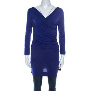 Vivienne Westwood Anglomania Blue Stretch Knit Wool Ruched Deity Top M
