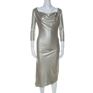 Vivienne Westwood Anglomania Metallic Stretch Knit Asymmetric Dress S 