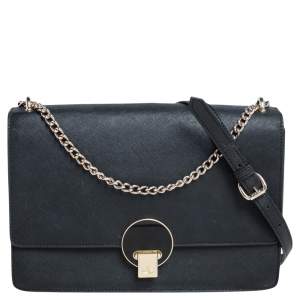 Vivienne Westwood Black Leather Opio Shoulder Bag