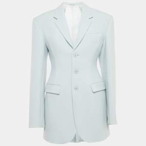 Pre Owned Wardrobe NYC Blue Wool Crepe Button Front Blazer S
