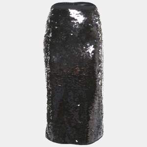 Weekend Max Mara Black Sequin Album Midi Skirt S