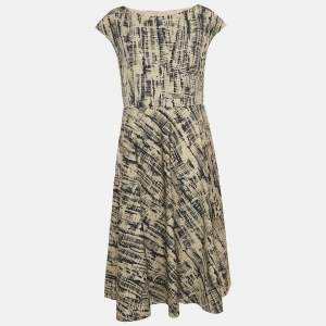 Weekend Max Mara Brown Printed Cotton Saloon Short Dress L