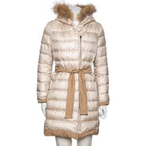 Weekend Max Mara Camel Down & Fur Trimmed Reversible Belted Mino Jacket M