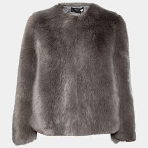 Weekend Max Mara Grey Faux Fur Jacket S