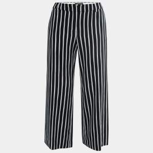 Weekend Max Mara Black Striped Crepe Wide-Leg Trousers M