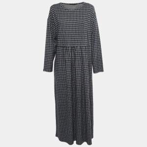 Weekend Max Mara Grey & Black Checked Fleece Maxi Dress 2XL