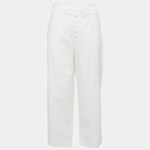 Weekend Max Mara Cream Cotton Afelio Plazzo Trousers M / Waist 34"