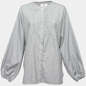 Weekend Max Mara Black Checked Cotton Pleated Front Blouse L