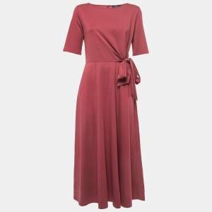 Weekend Max Mara Pink Jersey Tie Detail Geranio Midi Dress M