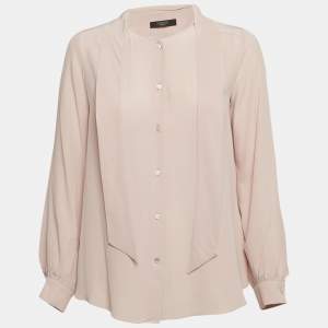 Weekend Max Mara Pink Silk Tie-Neck Shirt S