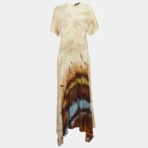 Weekend Max Mara Beige Printed Front Pocket Maxi Dress M