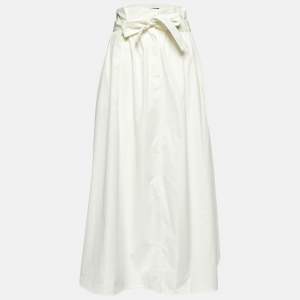 Weekend Max Mara White Cotton Belted Maxi Skirt L