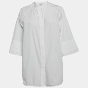 Weekend Max Mara White Cotton Pleated Button Front Tunic M