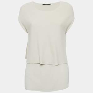 Weekend Max Mara Grey Knit and Silk Layered Top L