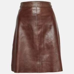 Weekend Max Mara Brown Leather Mini Skirt XS
