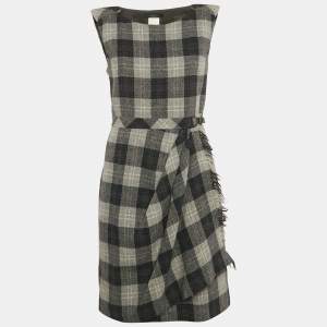 Weekend Max Mara Grey Plaid Wool Short Dress M