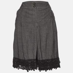 Weekend Max Mara Charcoal Grey Wool & Lace Detail Mini Skirt M