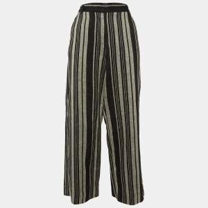 Weekend Max Mara Black/Grey Striped Linen Trousers M