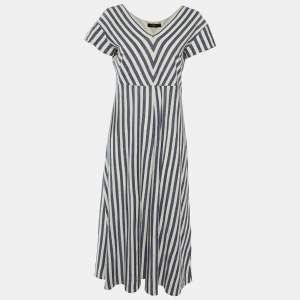 Weekend Max Mara Blue/White Striped Jersey Midi Dress L