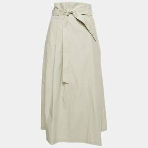 Weekend Max Mara Sage Green Cotton Pleated Wrap Skirt M