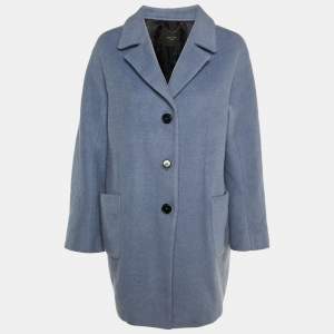Weekend Max Mara Pale Blue Wool Button Front Coat L