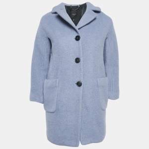 Weekend Max Mara Blue Wool Button Front Oversized Coat S
