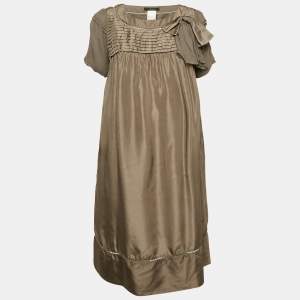 Weekend Max Mara Grey Silk Pleated Shift Dress M