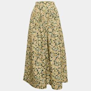 Weekend Max Mara Green/Multicolor Floral Print Pleated Long Skirt M