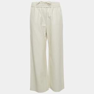 Weekend Max Mara Off-White Faux Leather Wide Leg Pants M