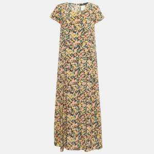 Pre Owned Weekend Max Mara Multicolor Floral Print Silk Maxi Dress M 
