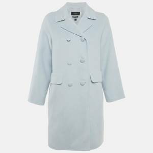 Pre Owned Weekend Max Mara Blue Wool Double-Breasted Coat S