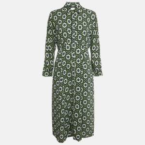 Pre Owned Weekend Max Mara Green Printed Crepe Marat Midi Dress M