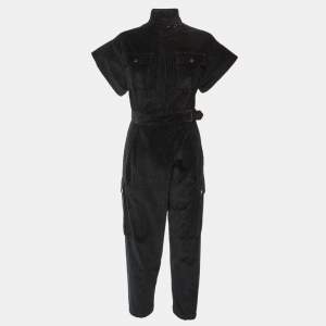 Pre Owned Weekend Max Mara Black Corduroy Jumpsuit S